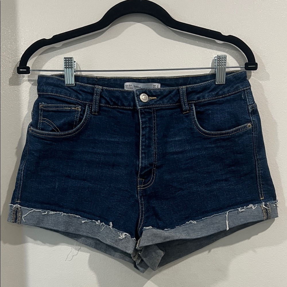 Zara Mid Rise Indigo Jean Shorts Size 10